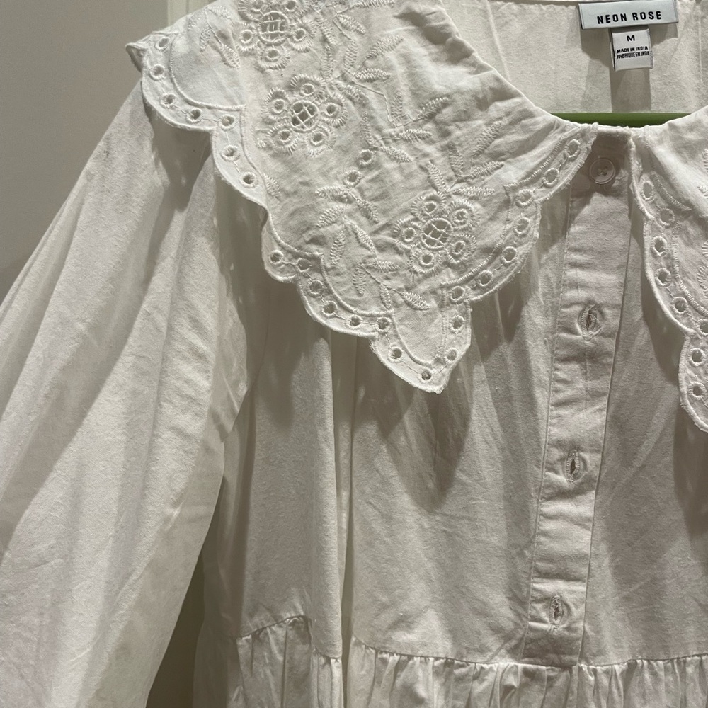 Neon Rose white button up dress